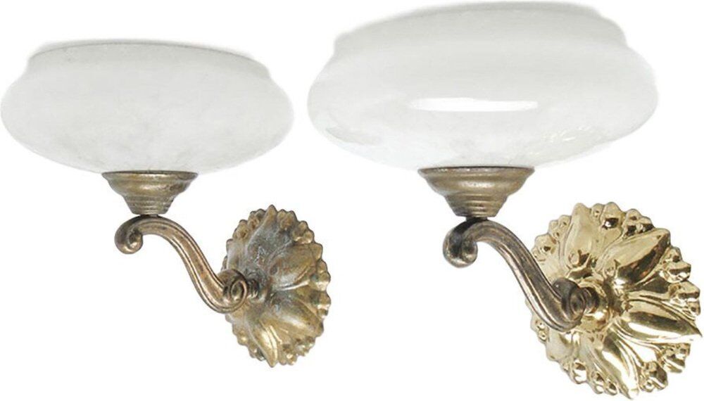 Vintage brass and glass sconces, 1930s, set of 2