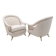 Pair of French Mid-Century Armchairs in Art Deco Style with Brass Details