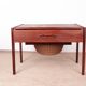 Vintage Danish sewing cabinet, known as "Travailleuse", teak and rattan from the 1960s.