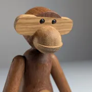 Large two-tone wooden monkey figure by Kay Bojesen, Danish design from the 20th century