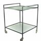 Minimal steel and wired glass sixties tea trolley