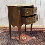 Late 19th-century Louis XV commode in oak, rosewood, and marble top