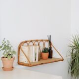 Pair of rattan wall shelves