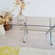 Table design basse chrome et verre années 70