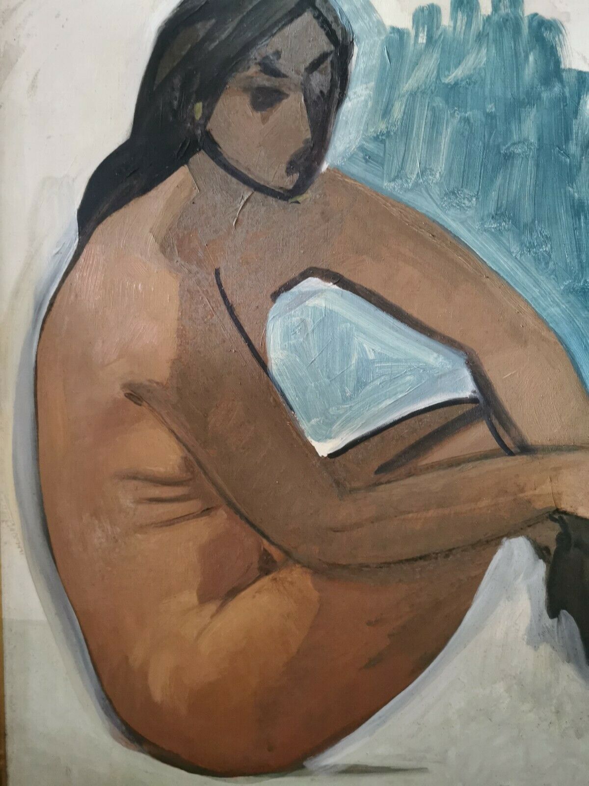 Oil on female nude framed panel