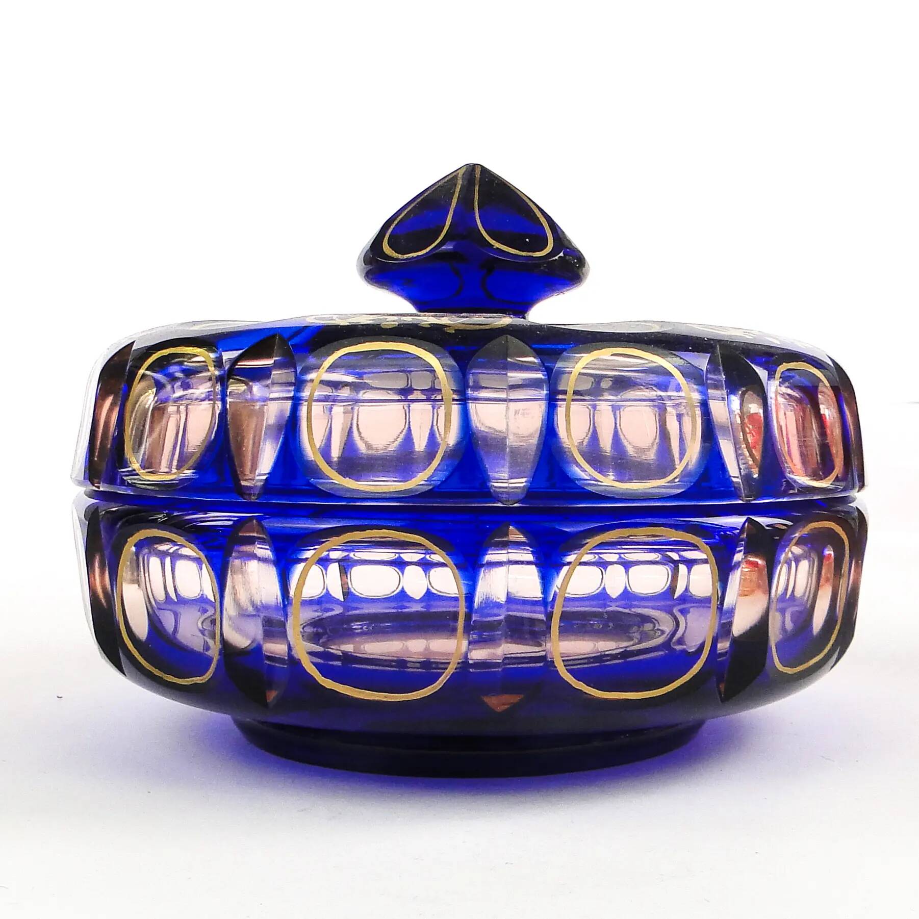 Biedermeier bonbonniere, cobalt glass, Egermann, Germany, 1930s