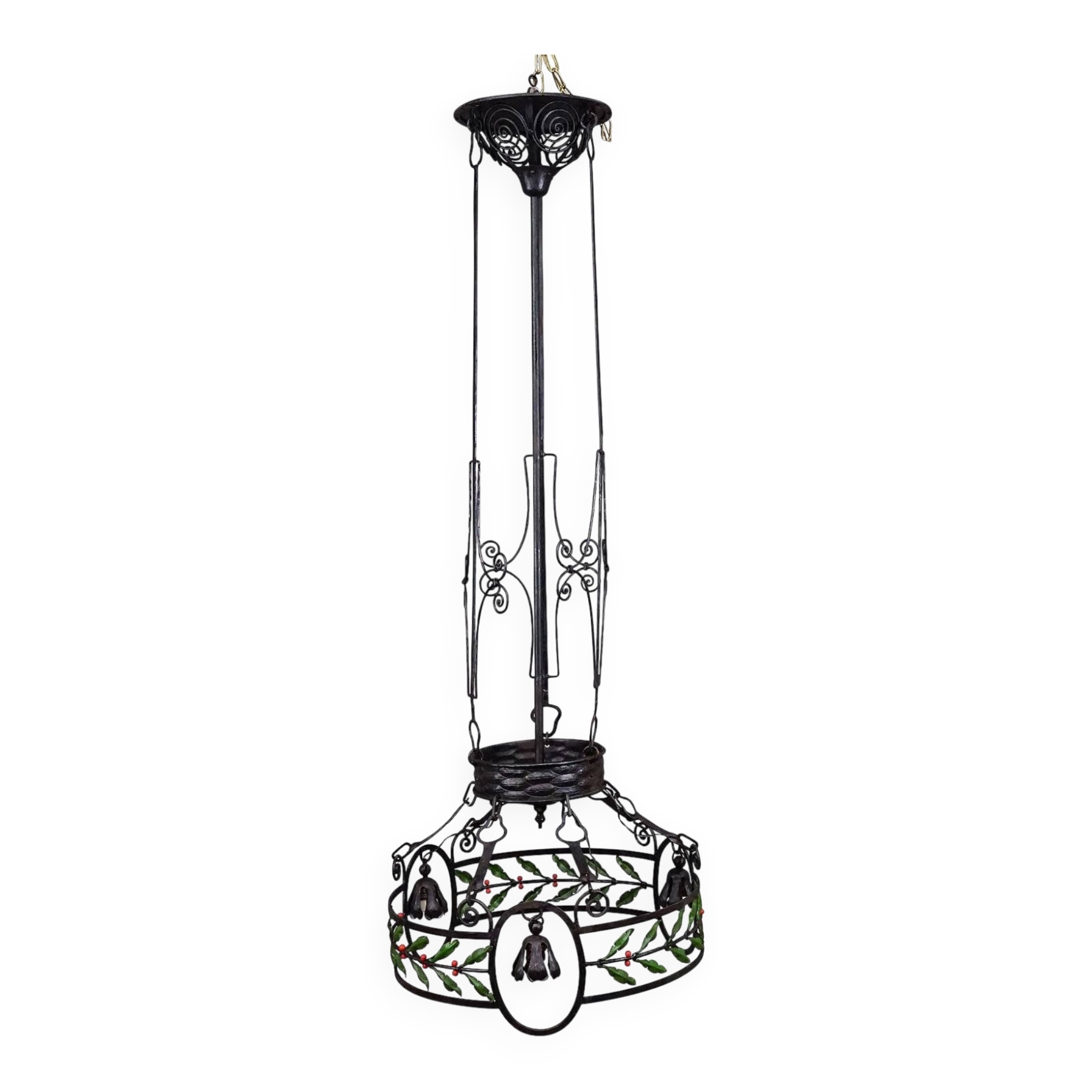 Antique wrought iron chandelier, Germany circa 1900