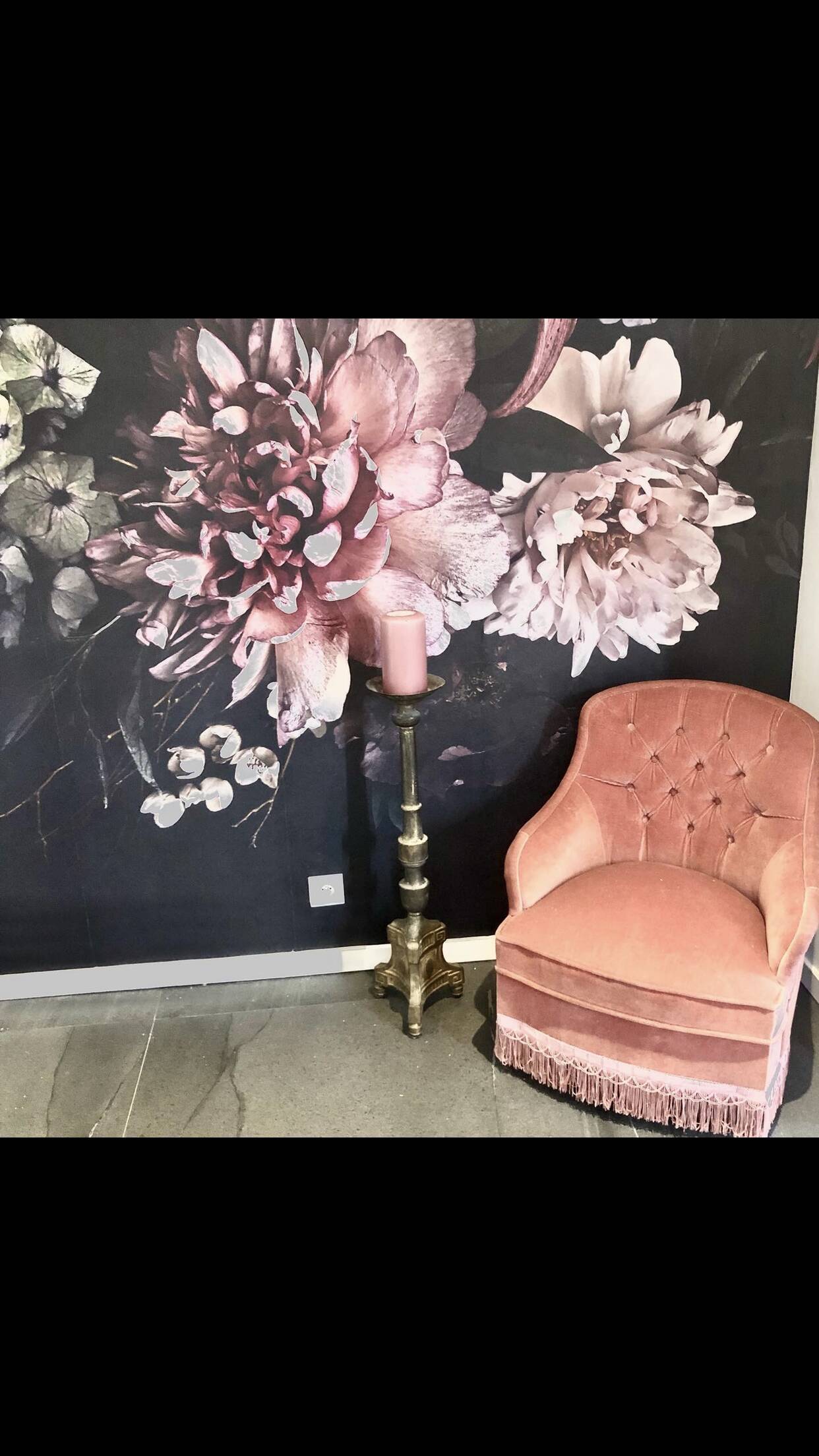 Fauteuil crapaud velours rose