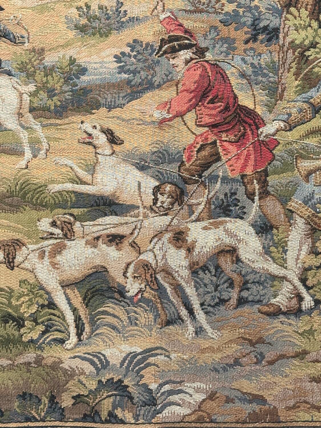 Vintage Aubusson jacquard tapestry "Hunting Scene"