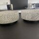 Pair of RZB ceiling lights, moulded glass, 1960. Germany.
