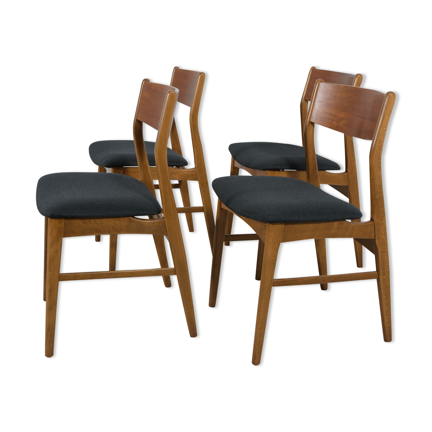 Mid-century teak dining chairs, 1960s, set of 4