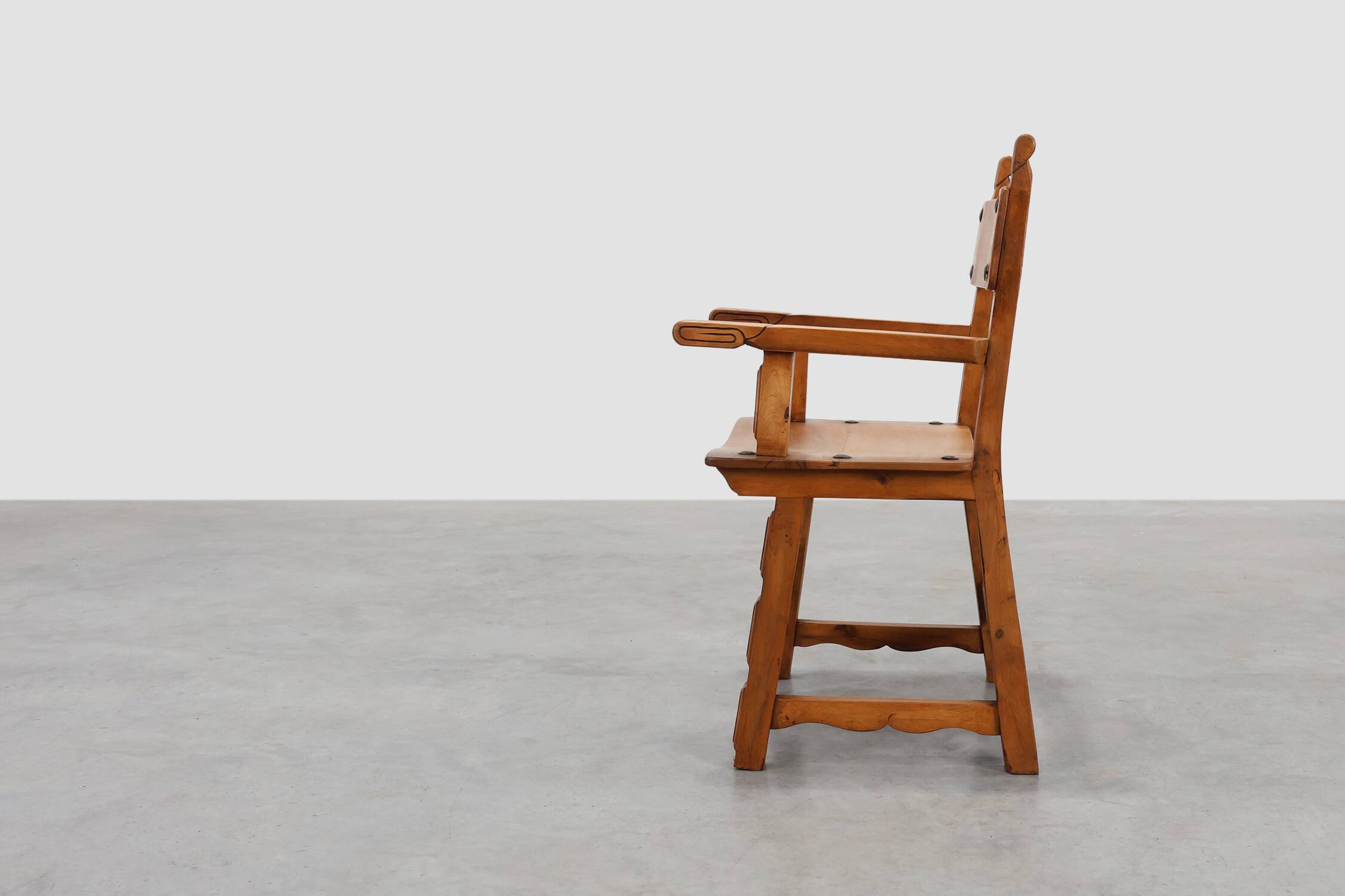 Rustic carved oak Iberian side chair, Spain ca. 1900