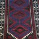 Hand-Knotted Rug with Burgundy Red, Dark Blue, and Beige Tones 143x88 cm