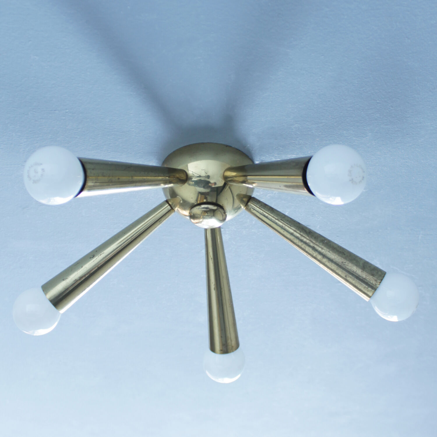 Italian Brass Star Burst Flush Mount in the manner of Arredoluce
