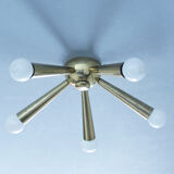 Italian Brass Star Burst Flush Mount in the manner of Arredoluce