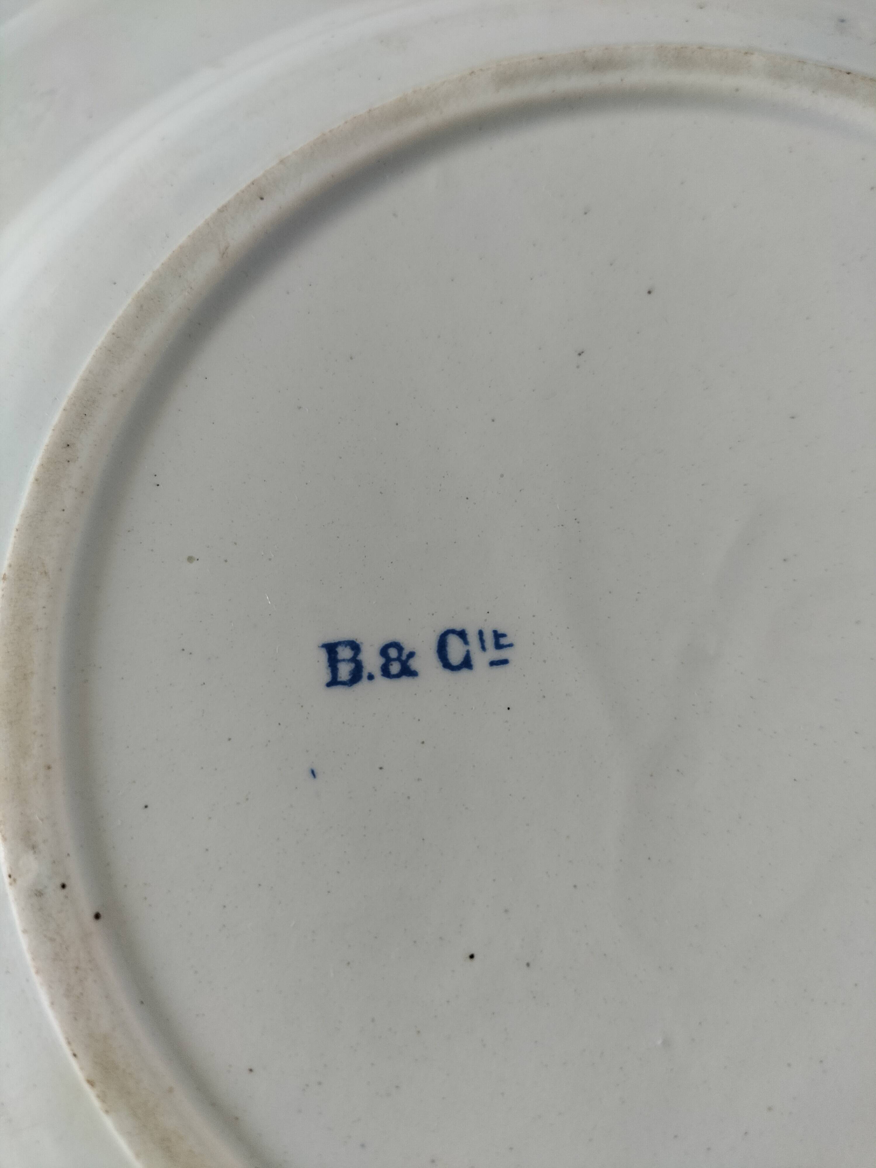 Pair of old Boulenger Choisy-le-Roi soup plates – Gallic decor