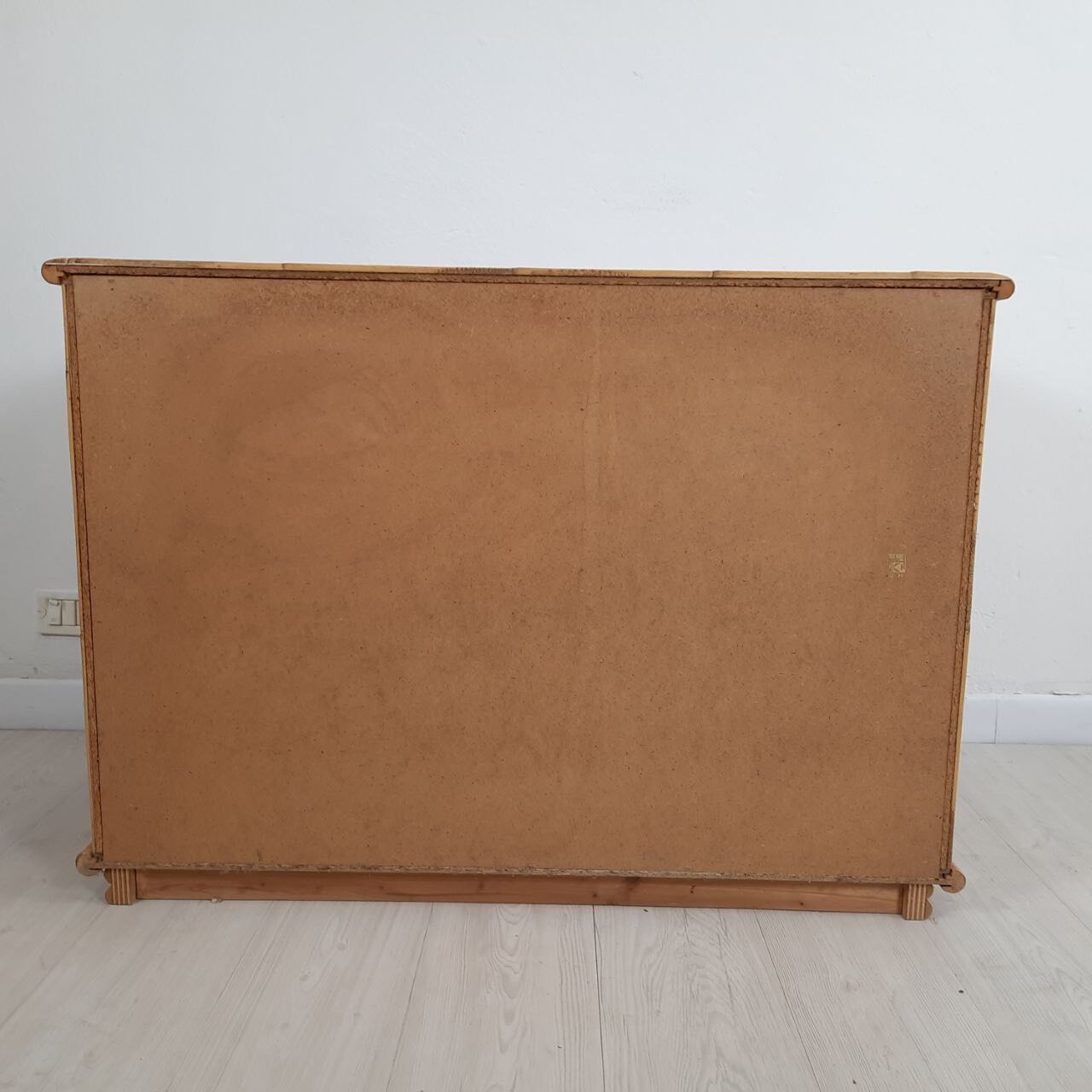 Chest of drawers, dresser, 1960s, Dal vera, bamboo and wicker, brass handles