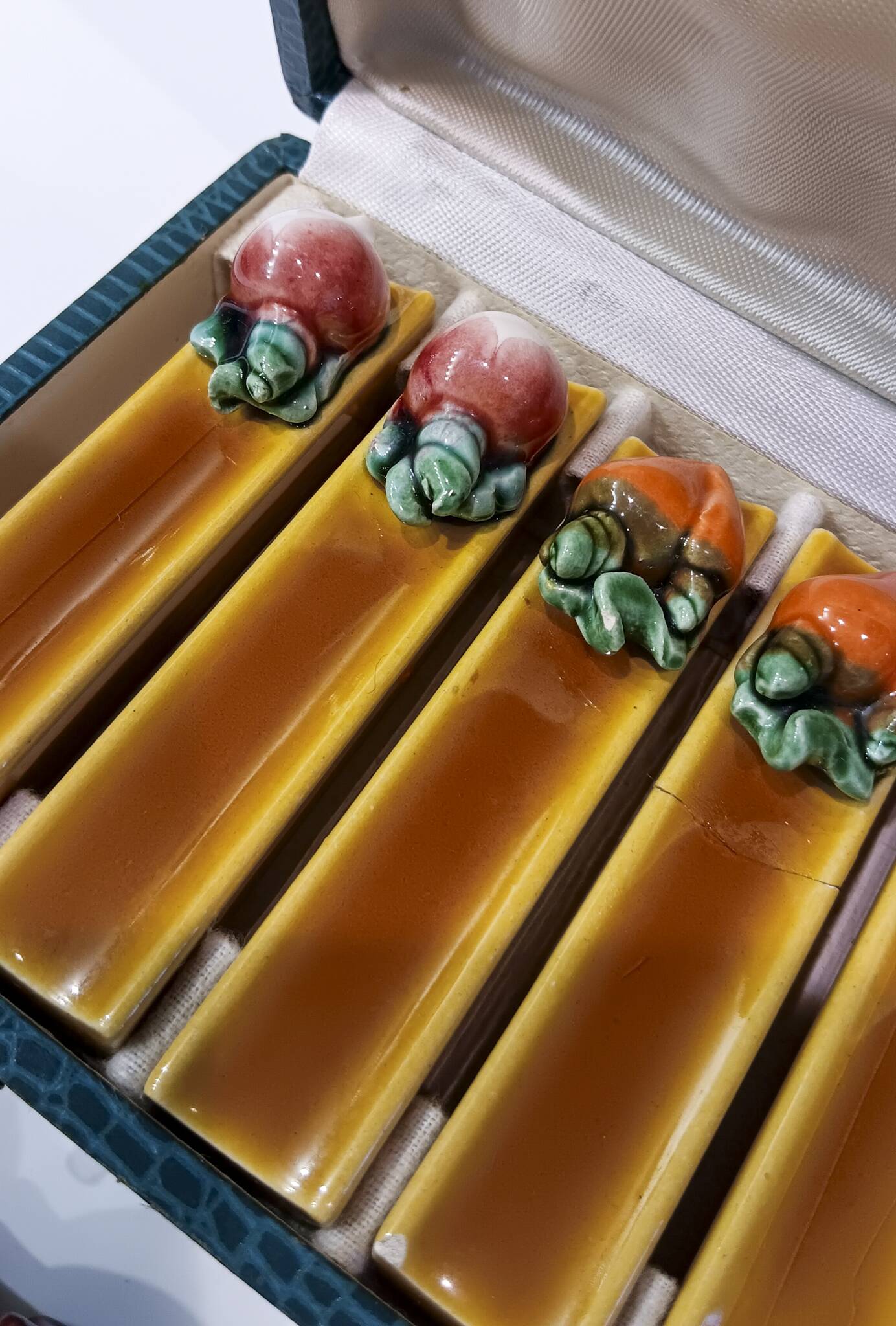 24 vintage Majolica Vallauris ceramic knife holders.