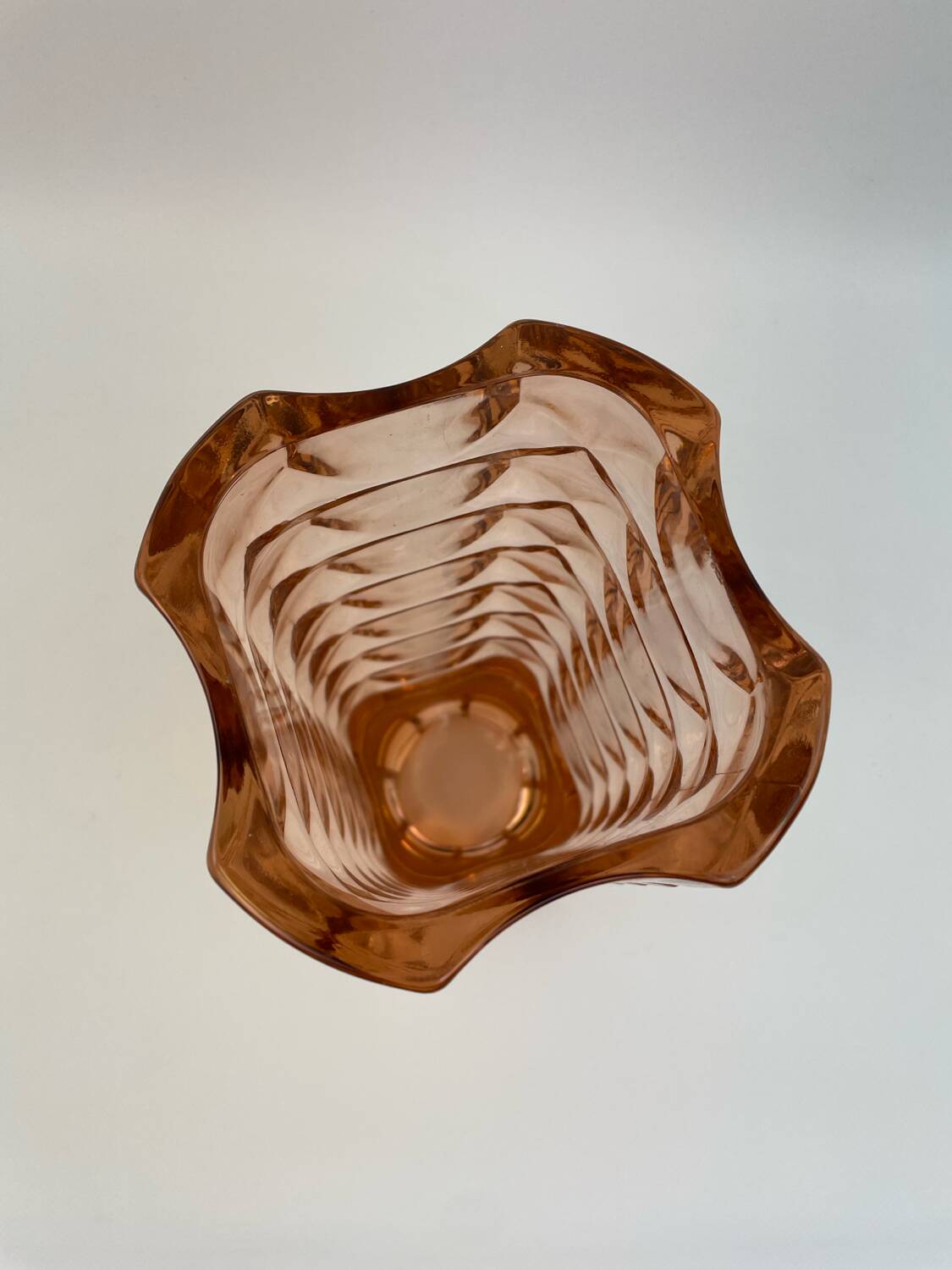 Large pink glass vase in Art Deco style