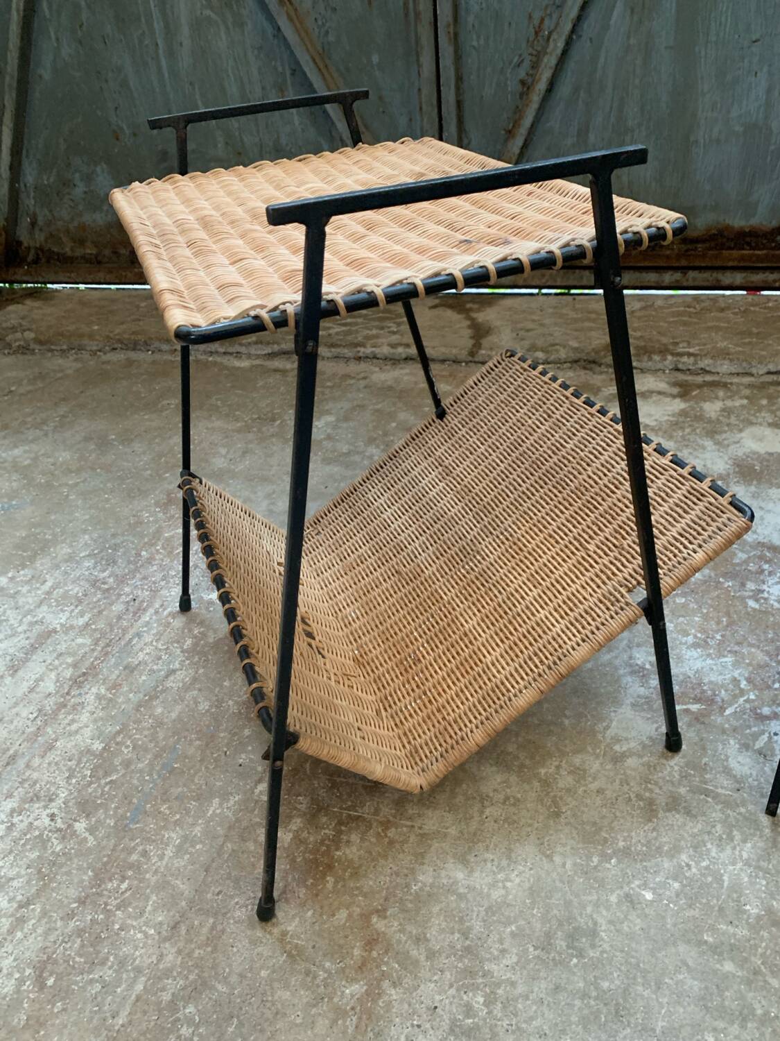 Pair of Raoul Guys Wicker Magazine Racks Circa 195