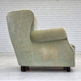 1970s, Danish relax armchair, light green furniture velour