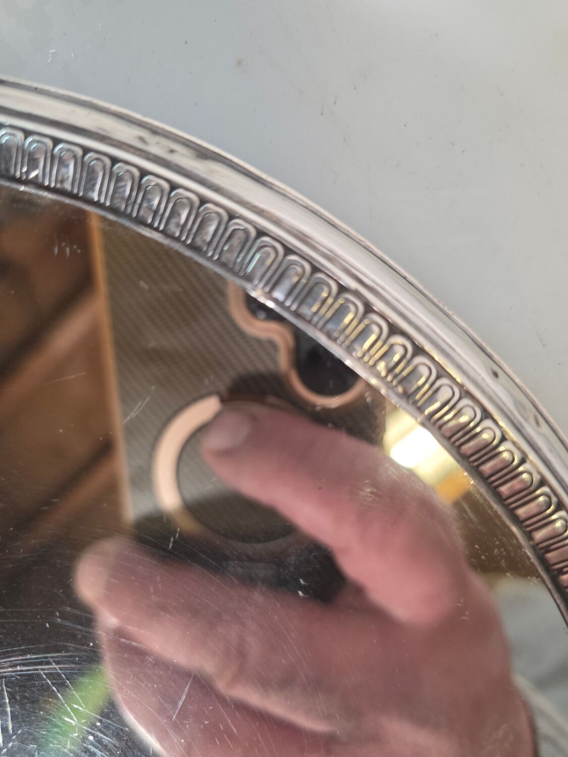 Silver-plated mirror tray centrepiece from the mid-20th century, 30 cm.