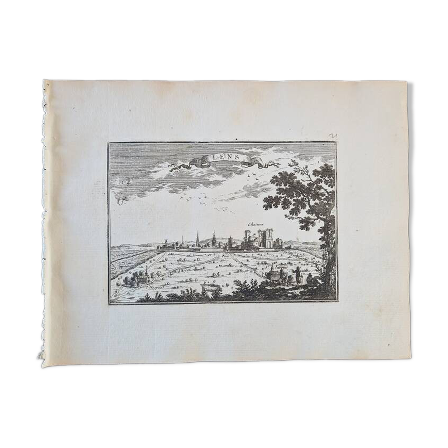 17th century copper engraving "Lens" By Sébastien de Pontault de Beaulieu (1612-1674)