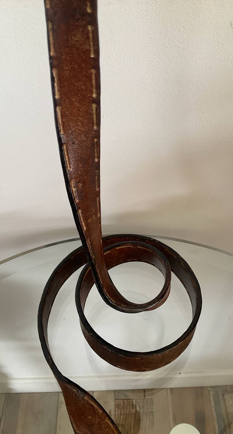 Vintage brutalist wrought iron snake candle holder