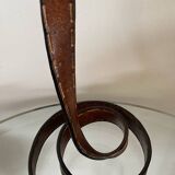 Vintage brutalist wrought iron snake candle holder