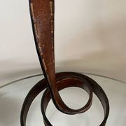 Vintage brutalist wrought iron snake candle holder