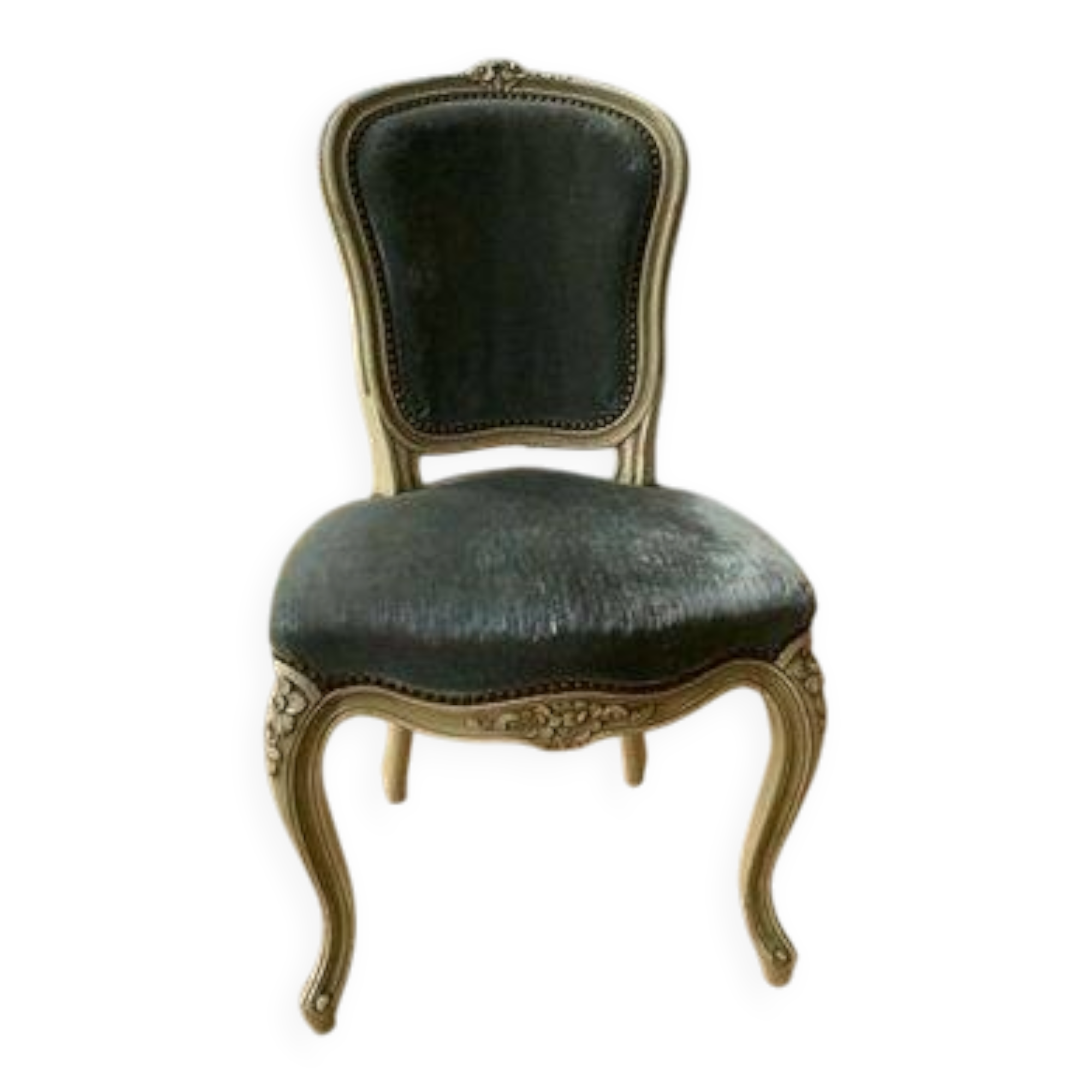 Wood and velvet chair, 19th century Louis XV style