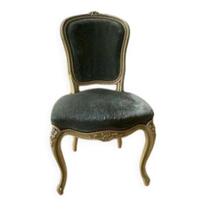 Chaise en bois et velours