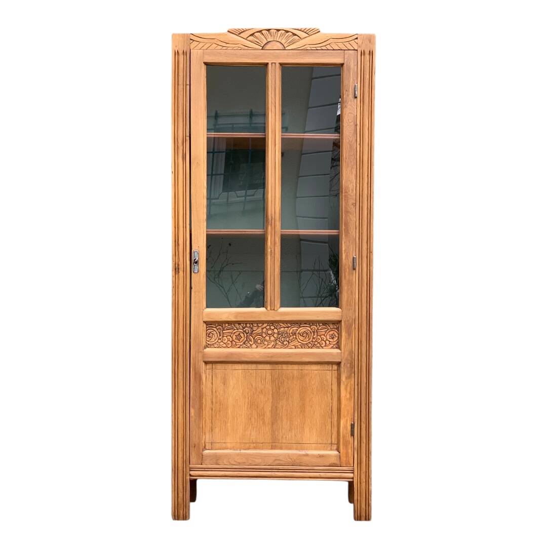 Parisian glass cabinet art deco raw wood