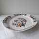 Large oval white ceramic platter, decorated with peacocks and vintage flowers