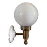 Vintage globe wall light in white opaline