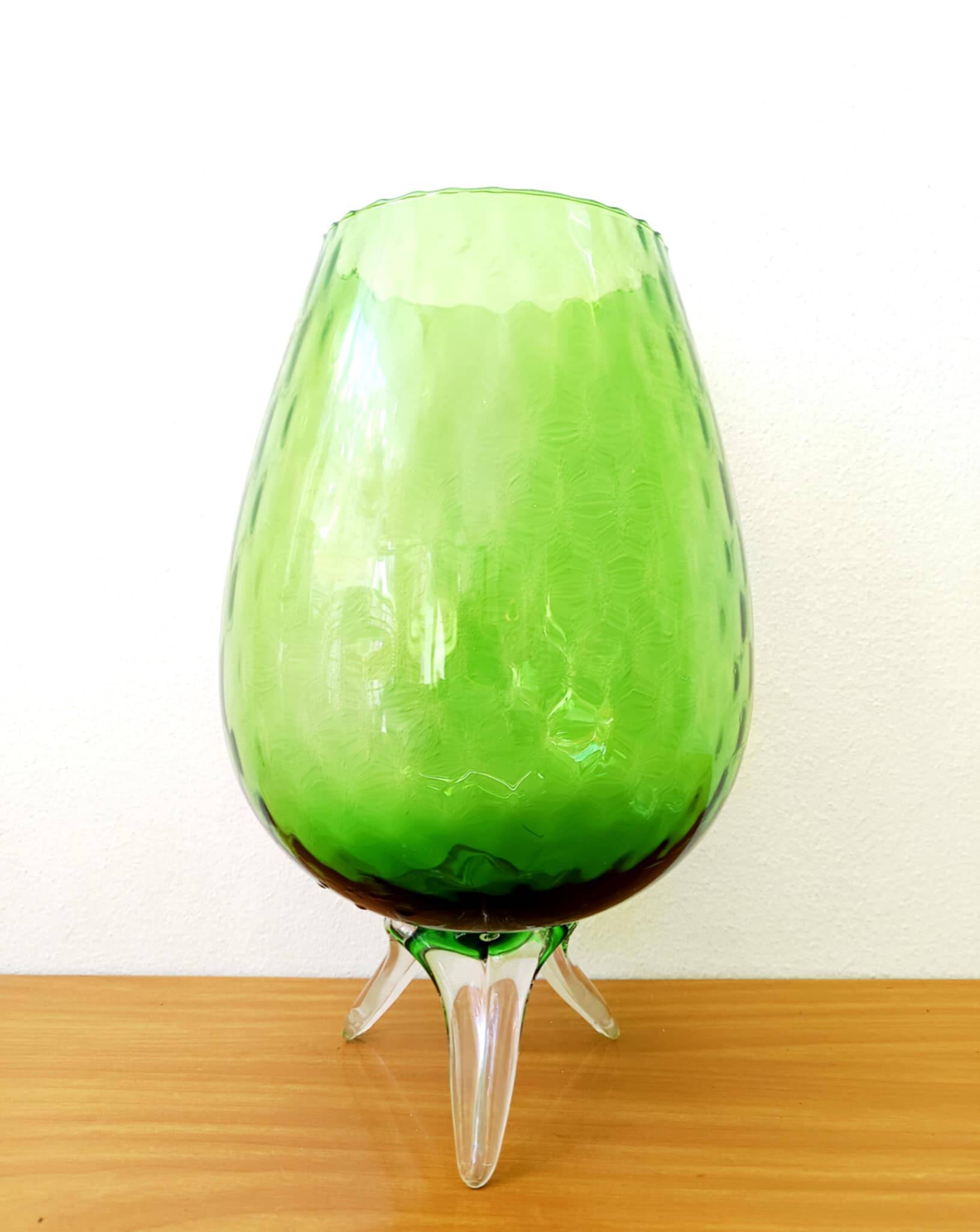 Green Empoli glass tealight vase