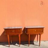 Pair of vintage 1950/60 mahogany bedside tables – tapered brass legs