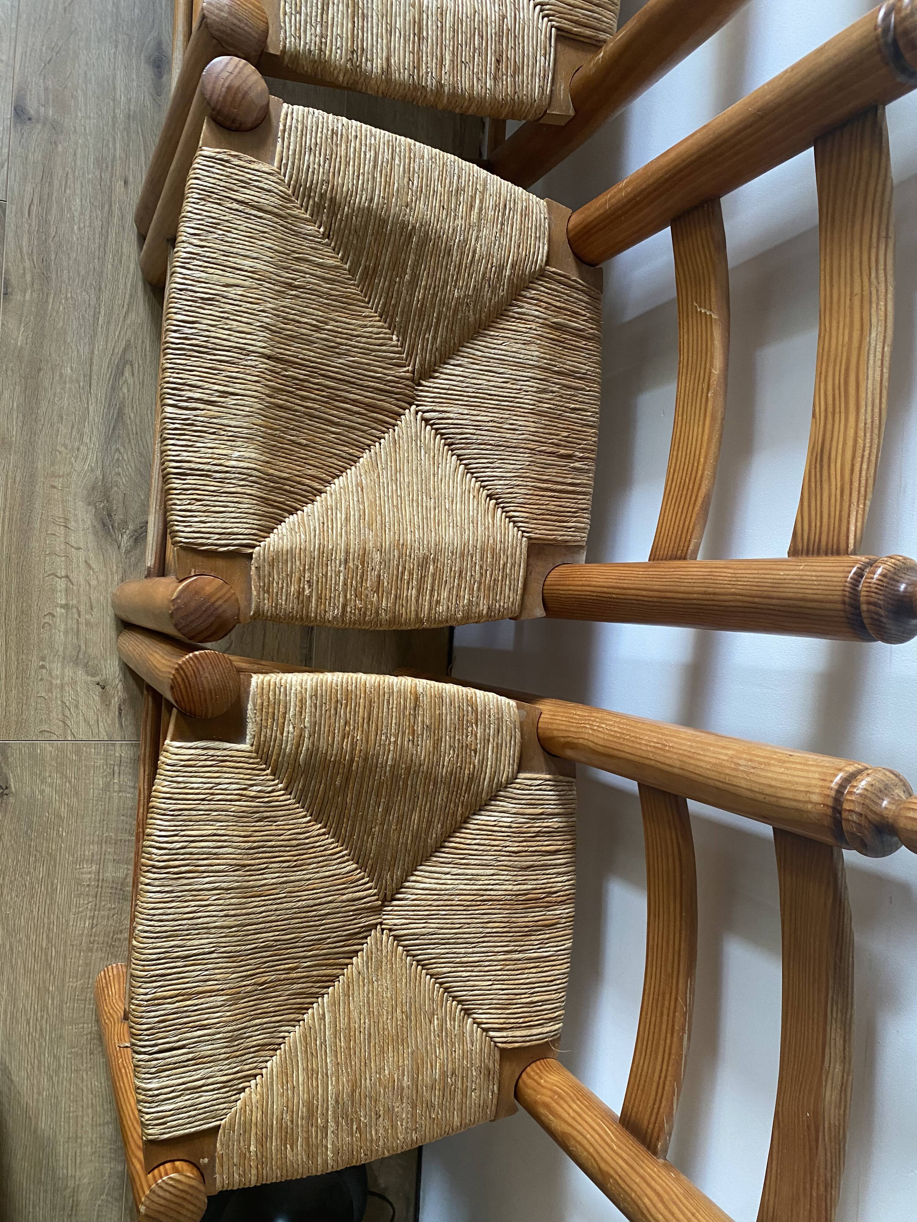 Pine and straw chairs