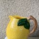 Lemon pitcher in ceramic slurry glazed yellow and green vintage