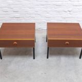 Modernist pair of bedside tables with drawers, 1960s