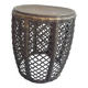 Tabouret en bronze travaillé façon bambou et rotin