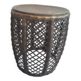 Tabouret en bronze travaillé façon bambou et rotin