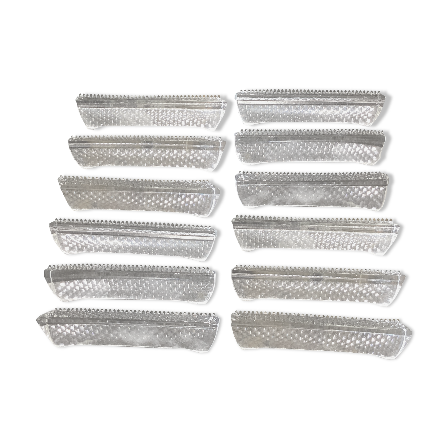 Set of twelve crystal knife holders 24% with vintage lead