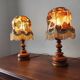 Pair of vintage turned wood lamps