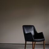 Fauteuil Danemark Moderne par Nanna Ditzel en chêne et cuir patiné, années 1950