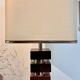Large vintage architectural table lamp – Stacked Wood & Metal Base
