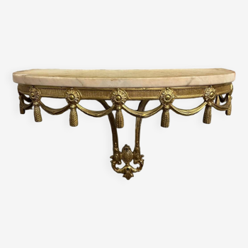 Louis XVI style brass and marble wall console table