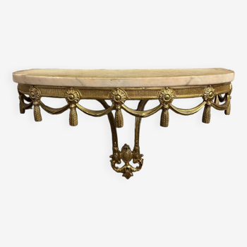 Table console murale laiton et marbre style Louis XVI