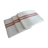 3 old linen cotton tea towels with vintage bedding