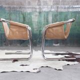 Vecta Zermatt chrome armchair in beige leather, 1970s